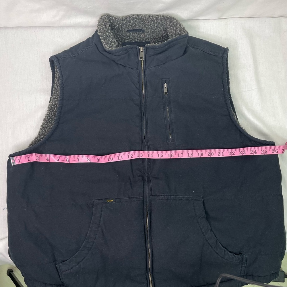 Lee Men’s Size XL Black Canvas Faux Sherpa Lined Vest - Picture 10 of 15
